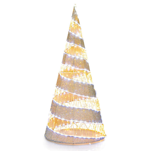 5FT Pre-Lit Christmas Cone Tree with Warm White and White LED Lights