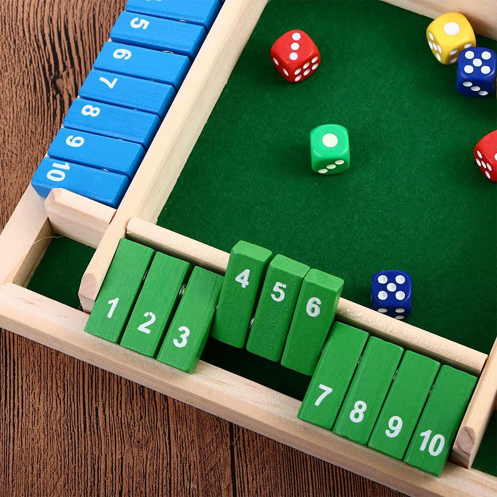 Engaging Arithmetic Dice Board Game - Fun Four-Sided Flip Card Challenge for Up to 4 Players with Wooden Dice and Flaps