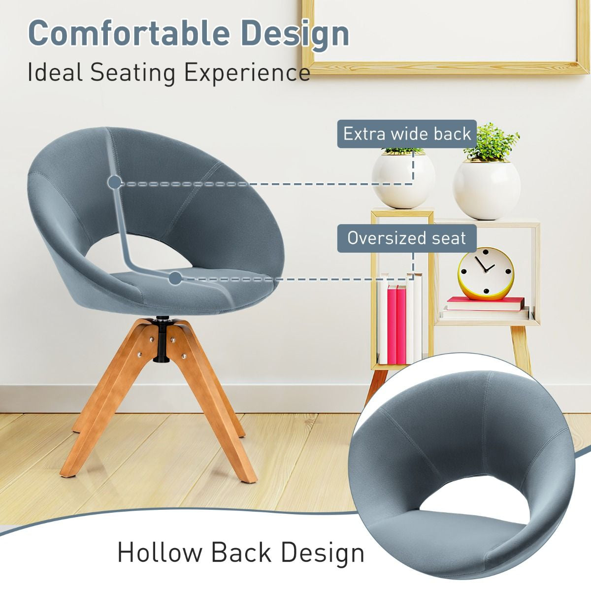 360° Swivel Velvet Accent Chair for Living Room, Bedroom and Office