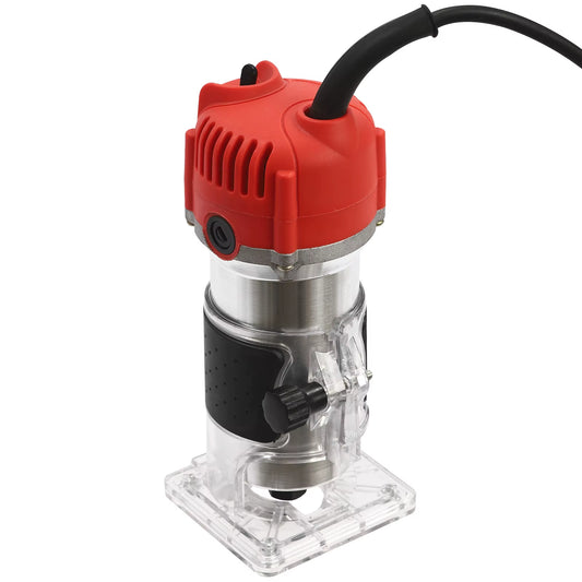 1/4'' Electric Wood Trimming Machine Hand Trimmer Wood Laminator Router 30000RPM External Carbon Brush Port for Wood Processing