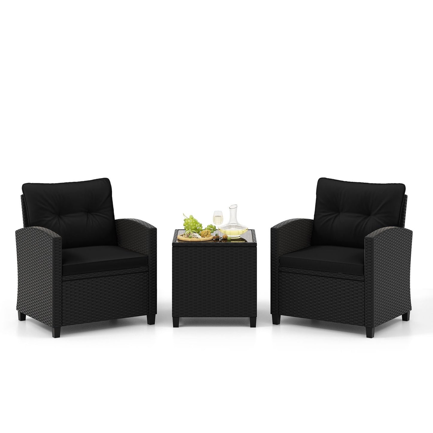 Stylish 3-Piece Rattan Patio Furniture Set with Comfortable Cushions for Ultimate Relaxation