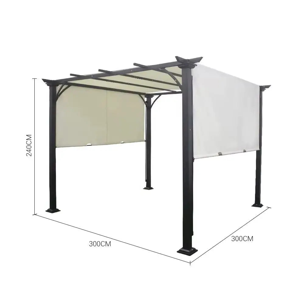 Outdoor Retractable Pergola, Aluminum Pergola Patio, with Retractable Sun Shade Canopy for Gardens, Backyards Decks