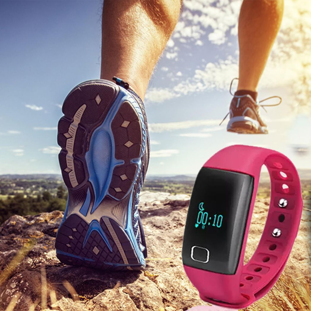 BaS-TeK T1 Pink Waterproof Fitness Tracker with Heart Rate Monitor