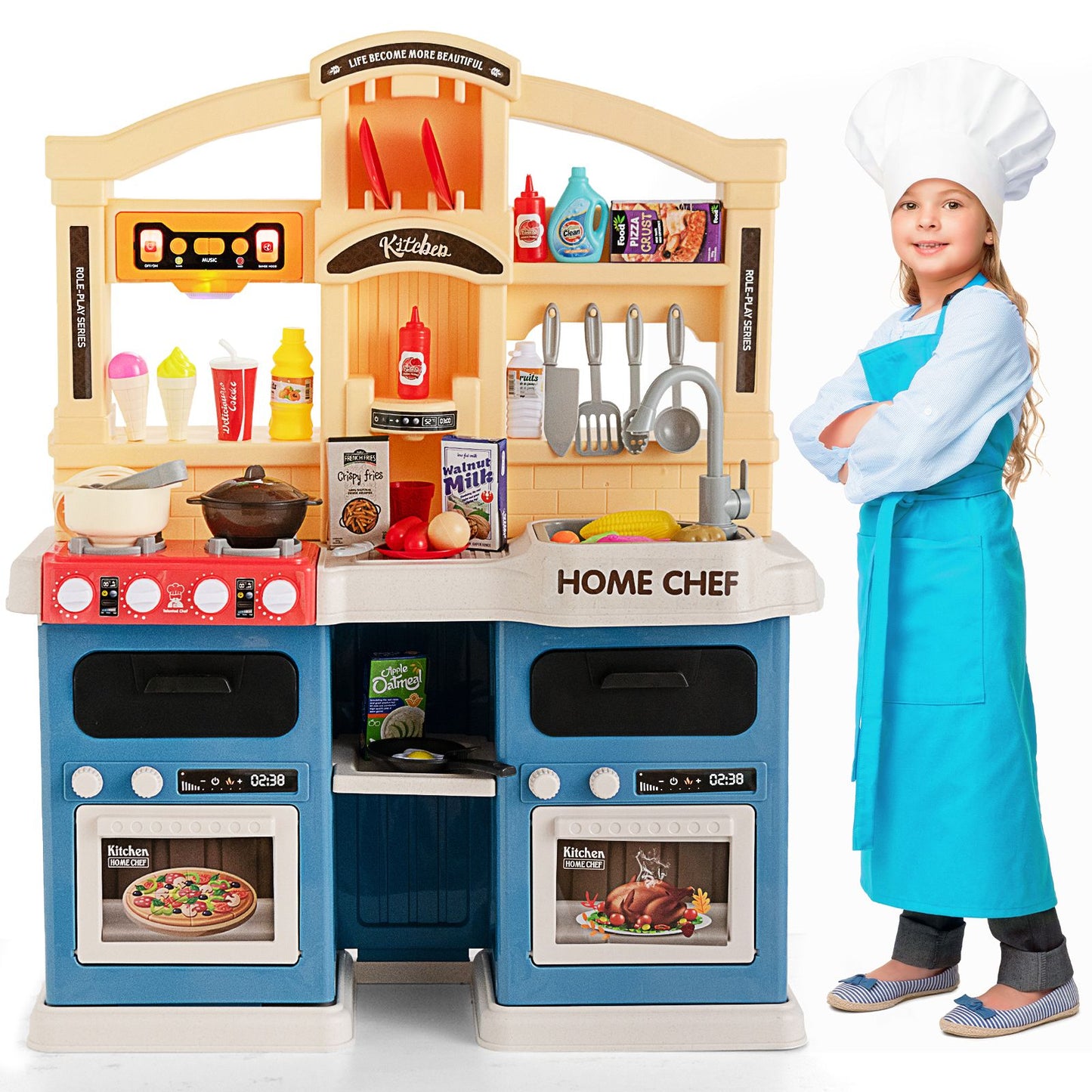 Ultimate 69-Piece Kids Kitchen Playset with Realistic Boiling and Vapor Effects!