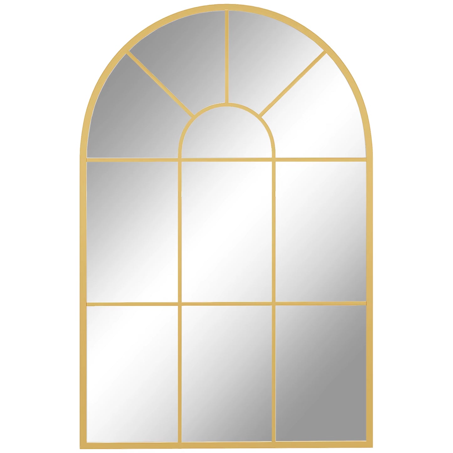 Modern Arched Window Wall Mirror for Bedroom, 91X60Cm, Gold Tone