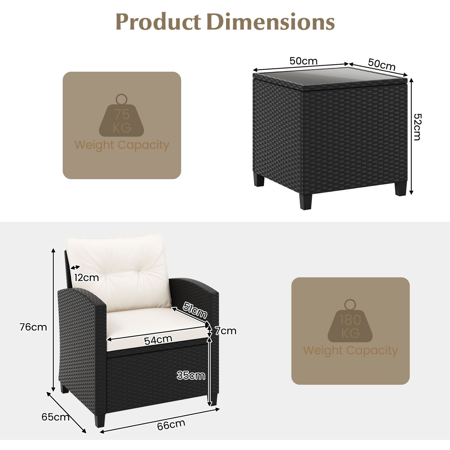 Stylish 3-Piece Rattan Patio Furniture Set with Comfortable Cushions for Ultimate Relaxation