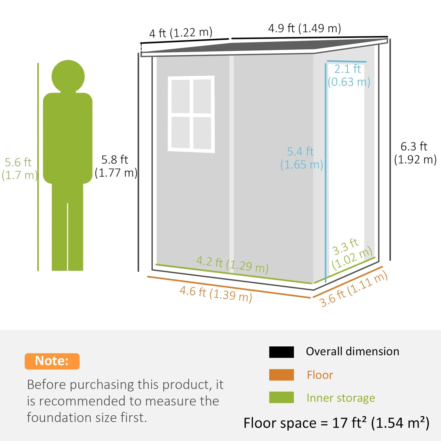 4x5 Ft Lockable Plastic Garden Shed with Ventilation for Tool Storage