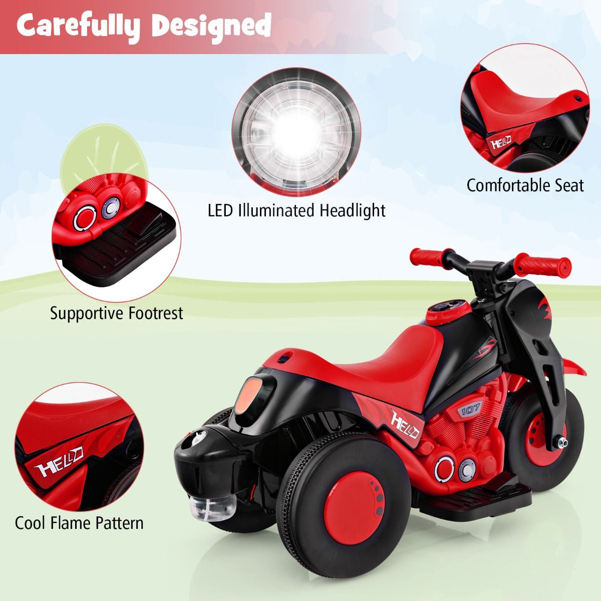6V Electric Kid Ride on Motorcycle with Bubble Maker
