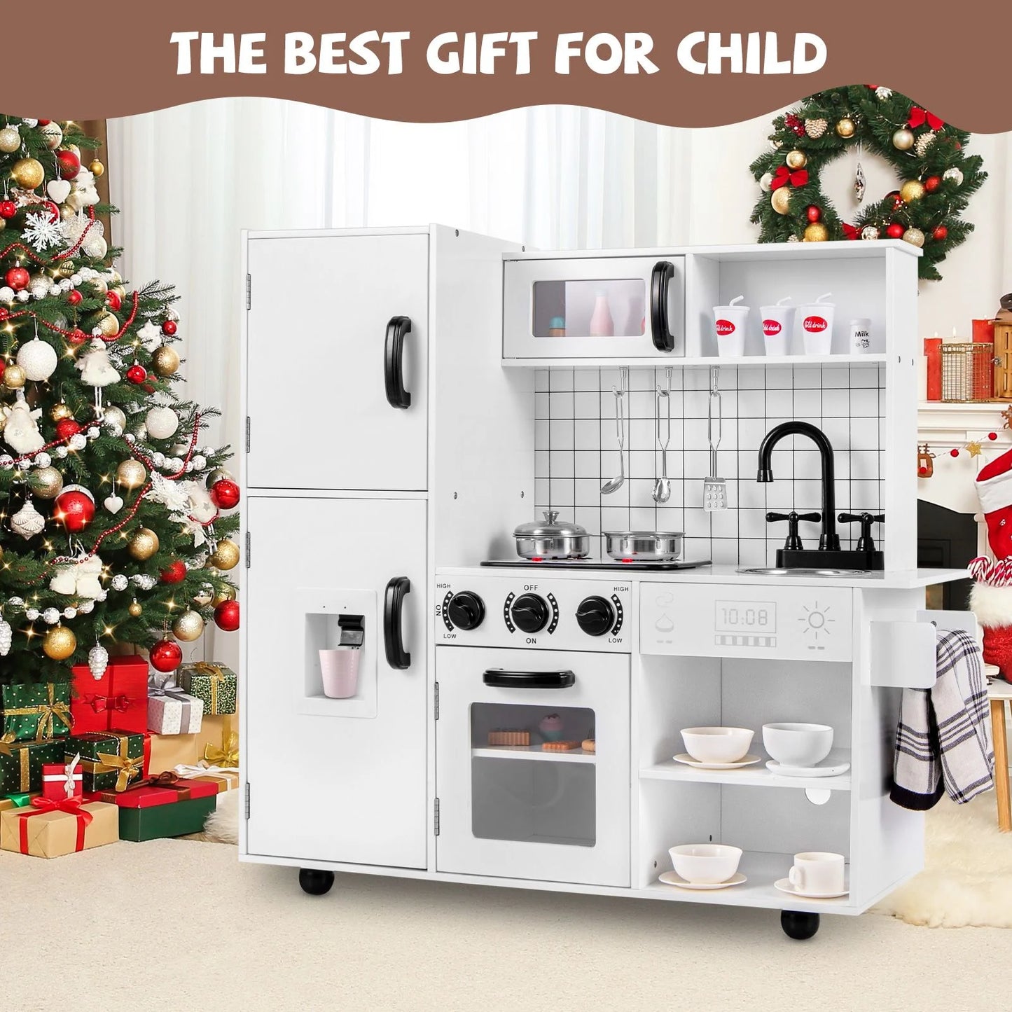 Play Kitchen Toy Set with Oven Real Sounds and Lights