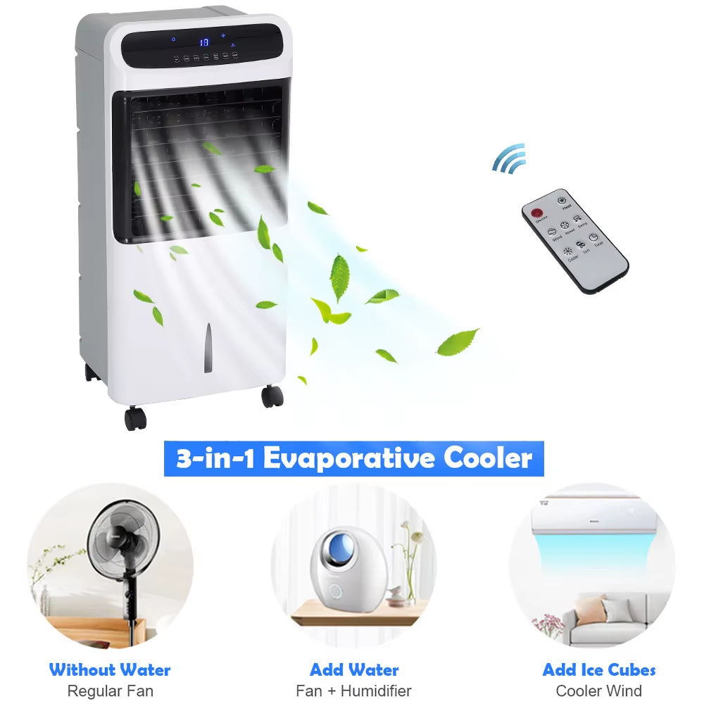 2-In-1 Remote Control Air Cooler & Heater with 3 Speeds, 12-Hour Timer, 120° Oscillation, Quiet 65Db Operation, LED Display