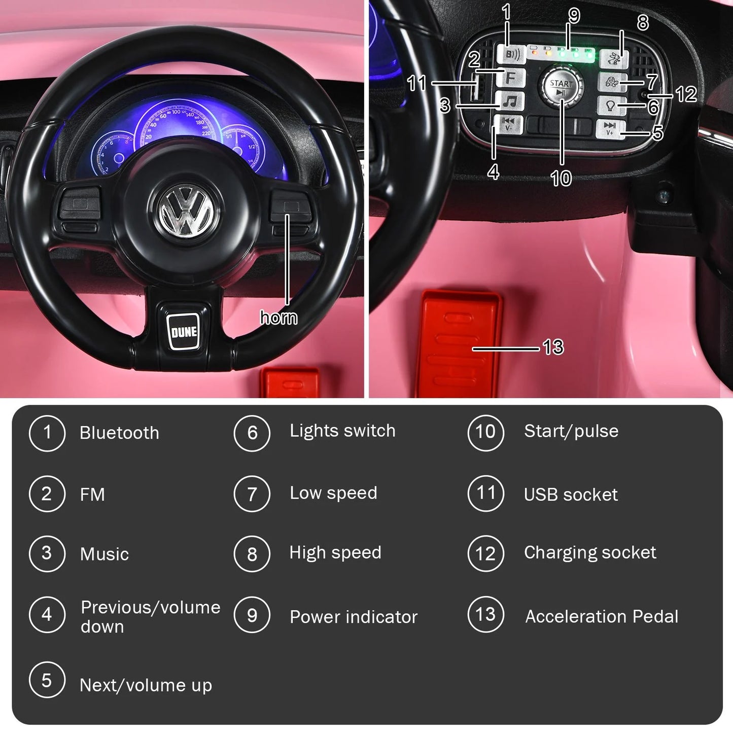 12V Volkswagen Beetle Electric Kids Ride on Car with Remote Control