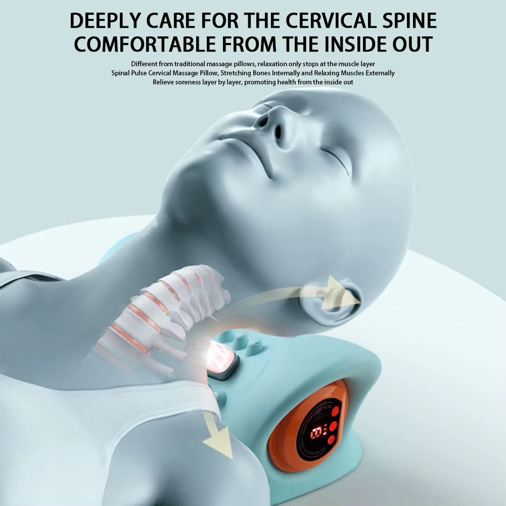 Multifunction EMS Electrotherapy Heating Cervical Ergonomic Acupressure Neck Pillow 