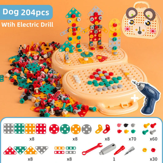 Kids Electric Drill Toolbox - Montessori Pretend Play Tool Set for Boys Ages 4-6 - Perfect Gift for Creative Play!
