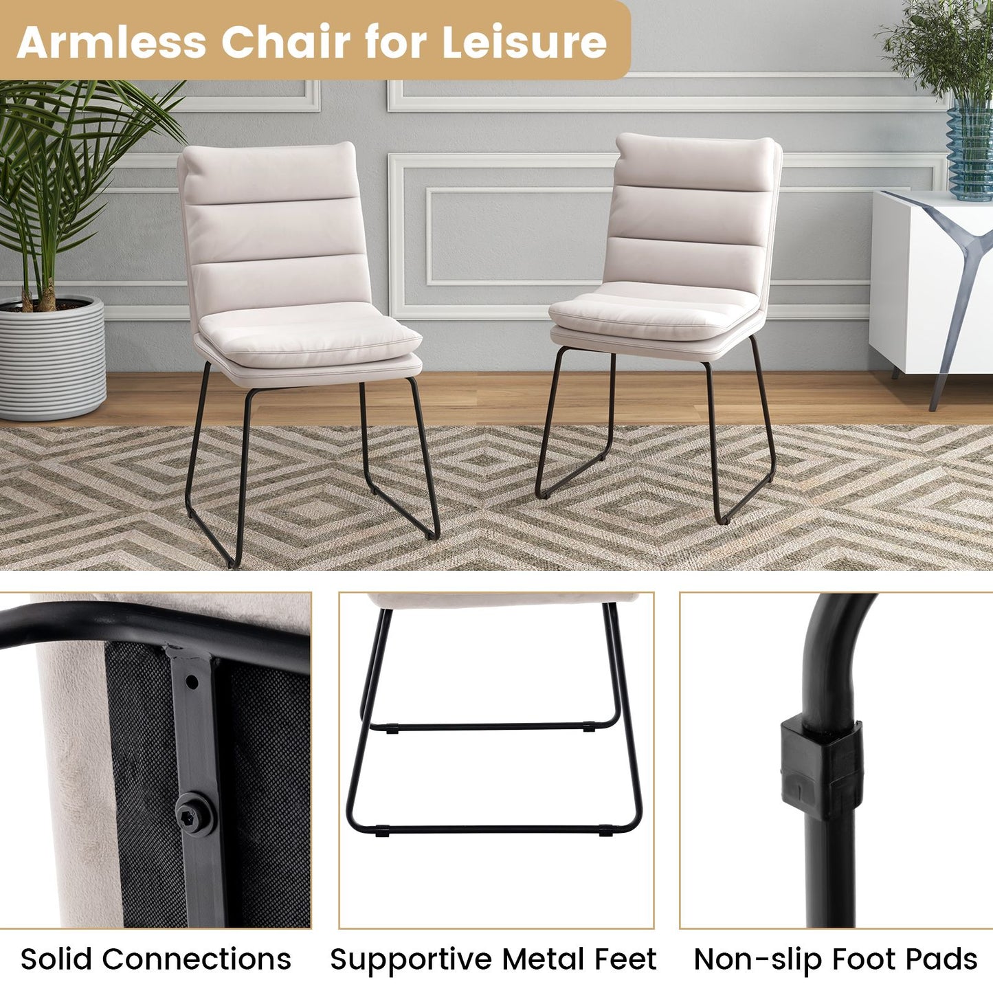 Leisure Chair Upholstered Accent Chair with Wood Heavy-Duty Metal Frame