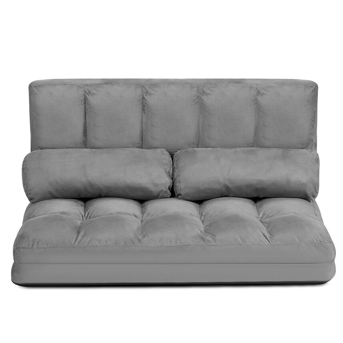 2 in 1 Folding Floor Lazy Sofa Bed with 6 Adjustable Seat Positions and 2 Pillows
