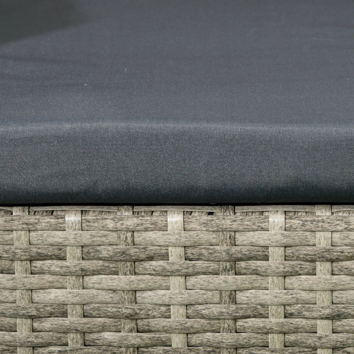 2-Seater Rattan Garden Bench with Glass Tea Table in Mixed Grey