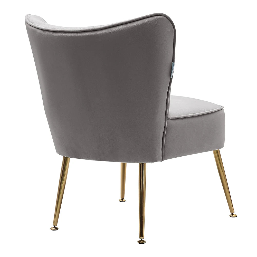 Velvet Cocktail Accent Chair, Grey