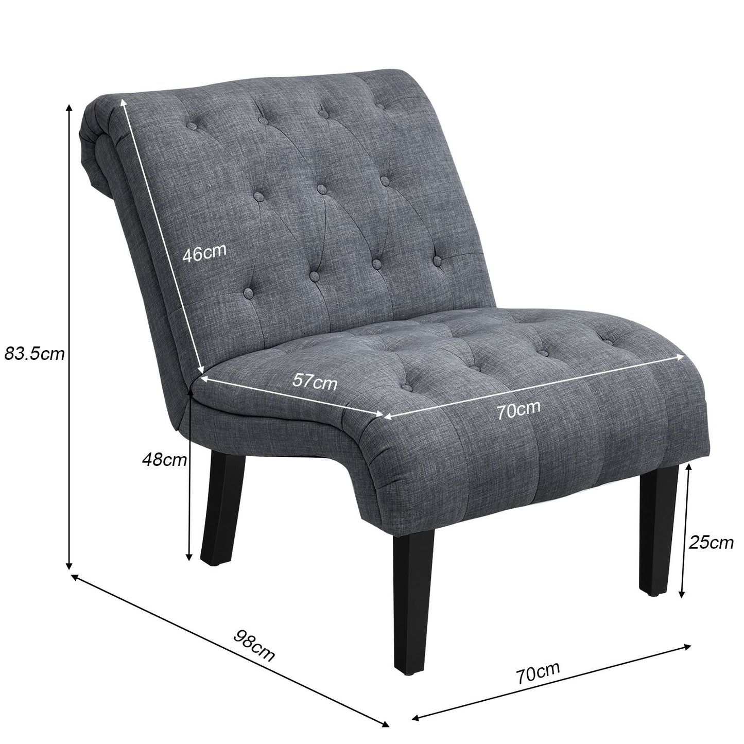 Modern Upholstered Accent Chair with Button Tufted Linen Fabric