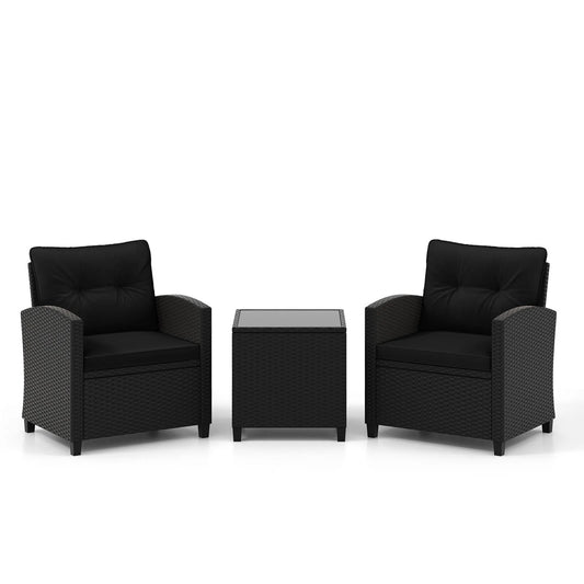 Stylish 3-Piece Rattan Patio Furniture Set with Comfortable Cushions for Ultimate Relaxation