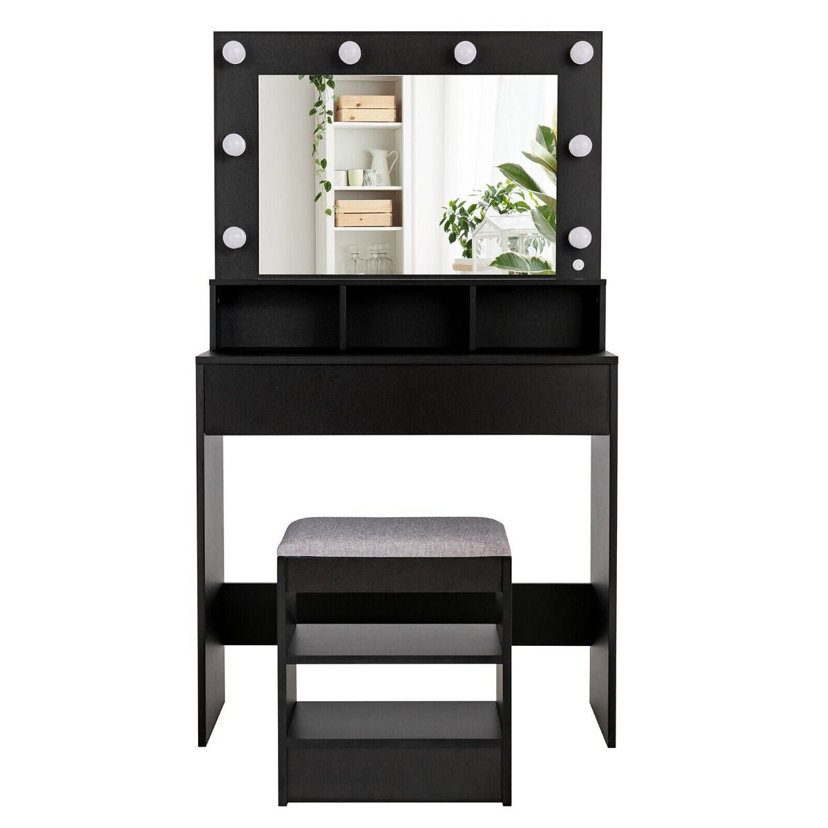 Illuminate Your Beauty: Modern LED Lighted Vanity Set with Spacious Drawer for Effortless Makeup Application