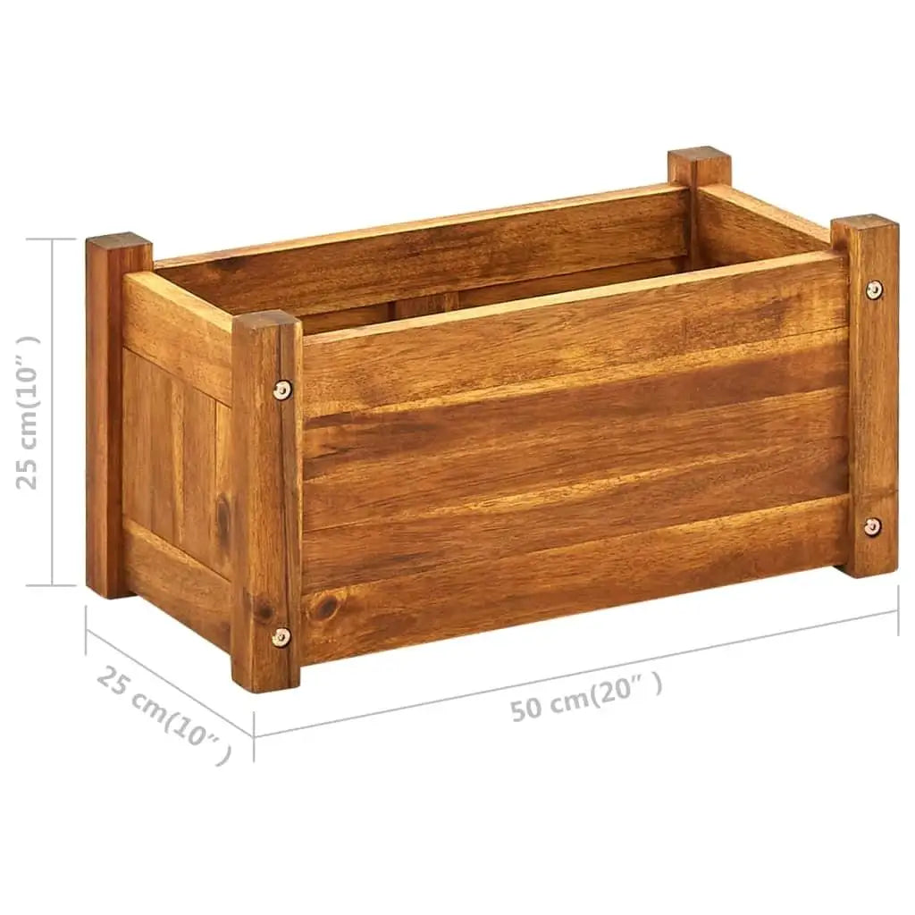 Acacia Wood Garden Raised Bed 50X25X25 Cm - Durable Planting Box for Vegetables & Herbs