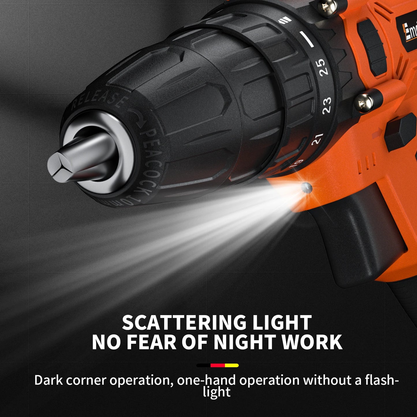 Cordless Drill Driver 21V Battery Drill Set Electric Screwdriver Set, 25+1 Torque Setting, 2 Speed, LED Light for Home