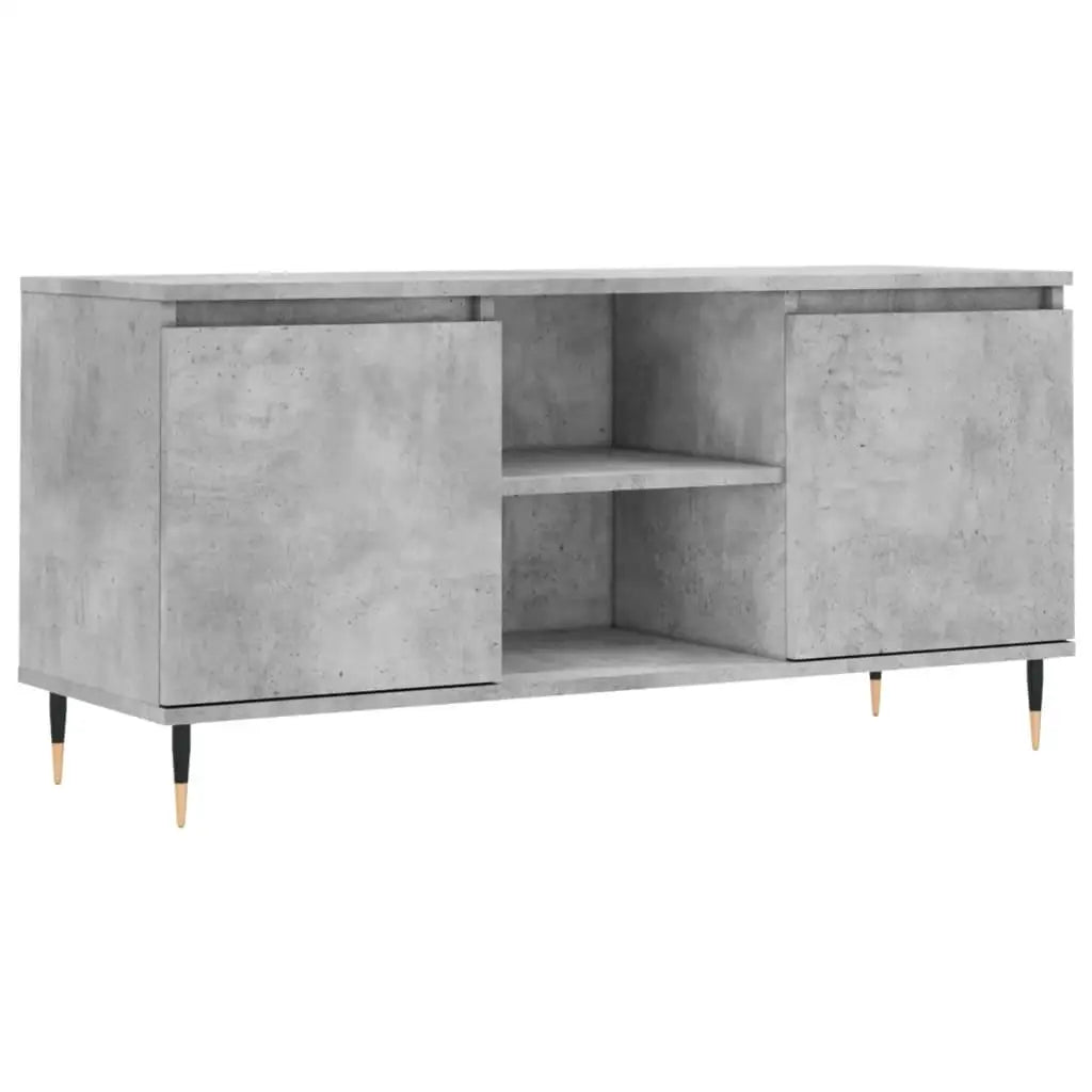 Modern Concrete Grey TV Cabinet 104X35X50 Cm - Stylish Engineered Wood Storage Solution