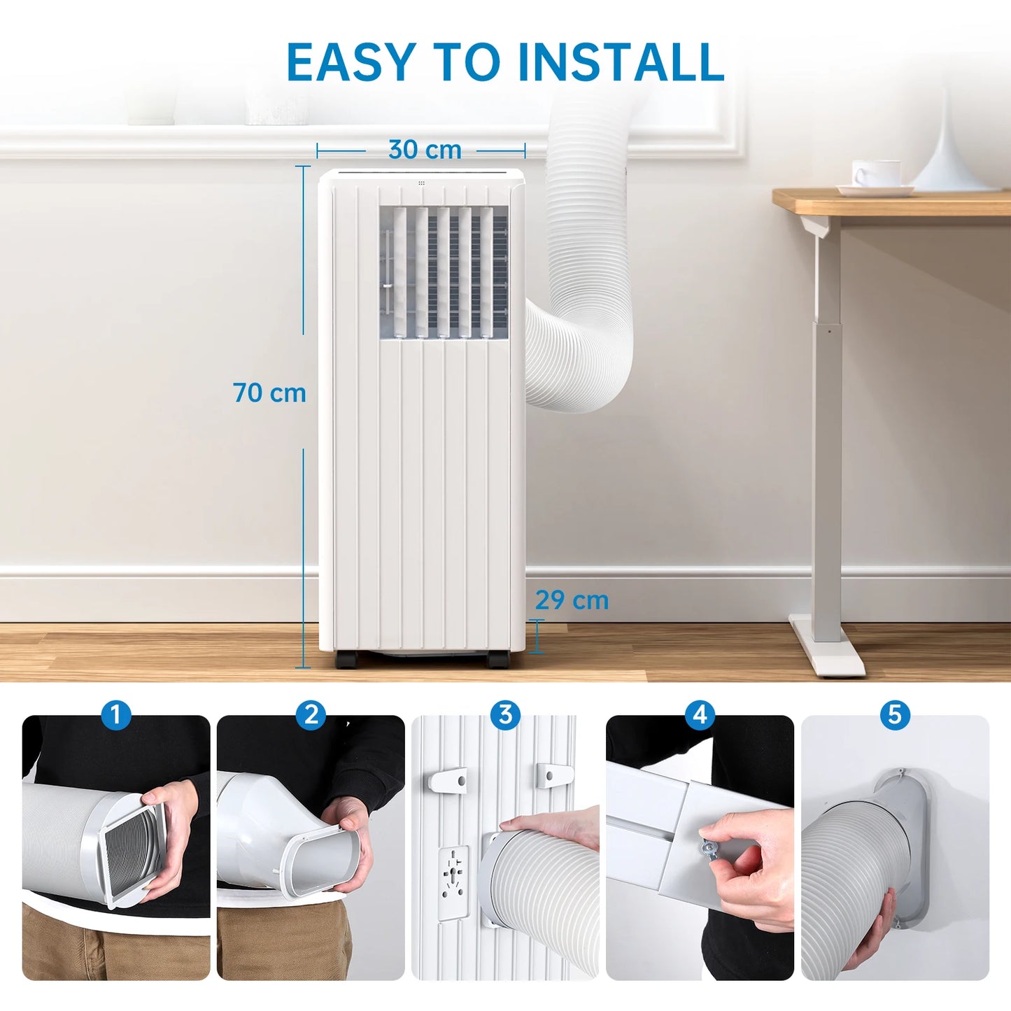 Air Conditioners 7000BTU 3 In1 Portable Air Conditioner Dehumidifier 42L/Day Cooler Fan with 2 Speeds Digital Display & Remote C