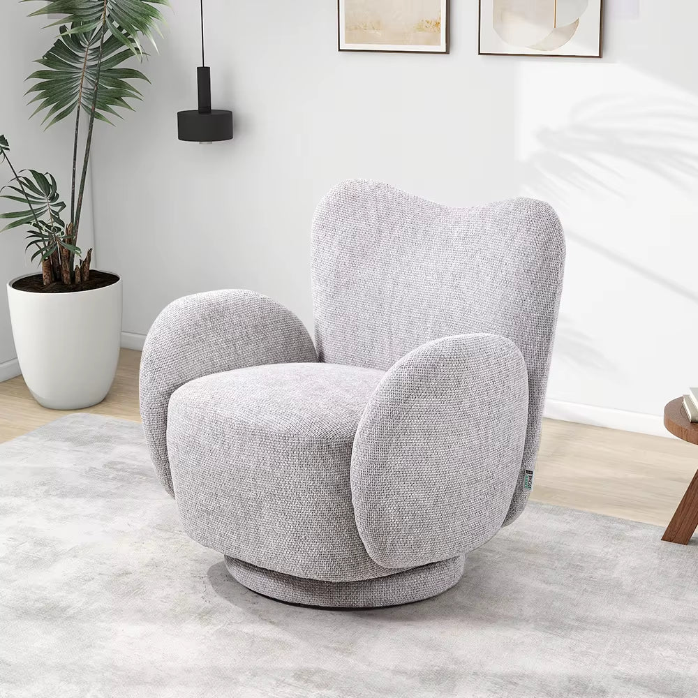 360° Upholstered Chenille Swivel Chair for Bedroom Living Room and Makeup Room
