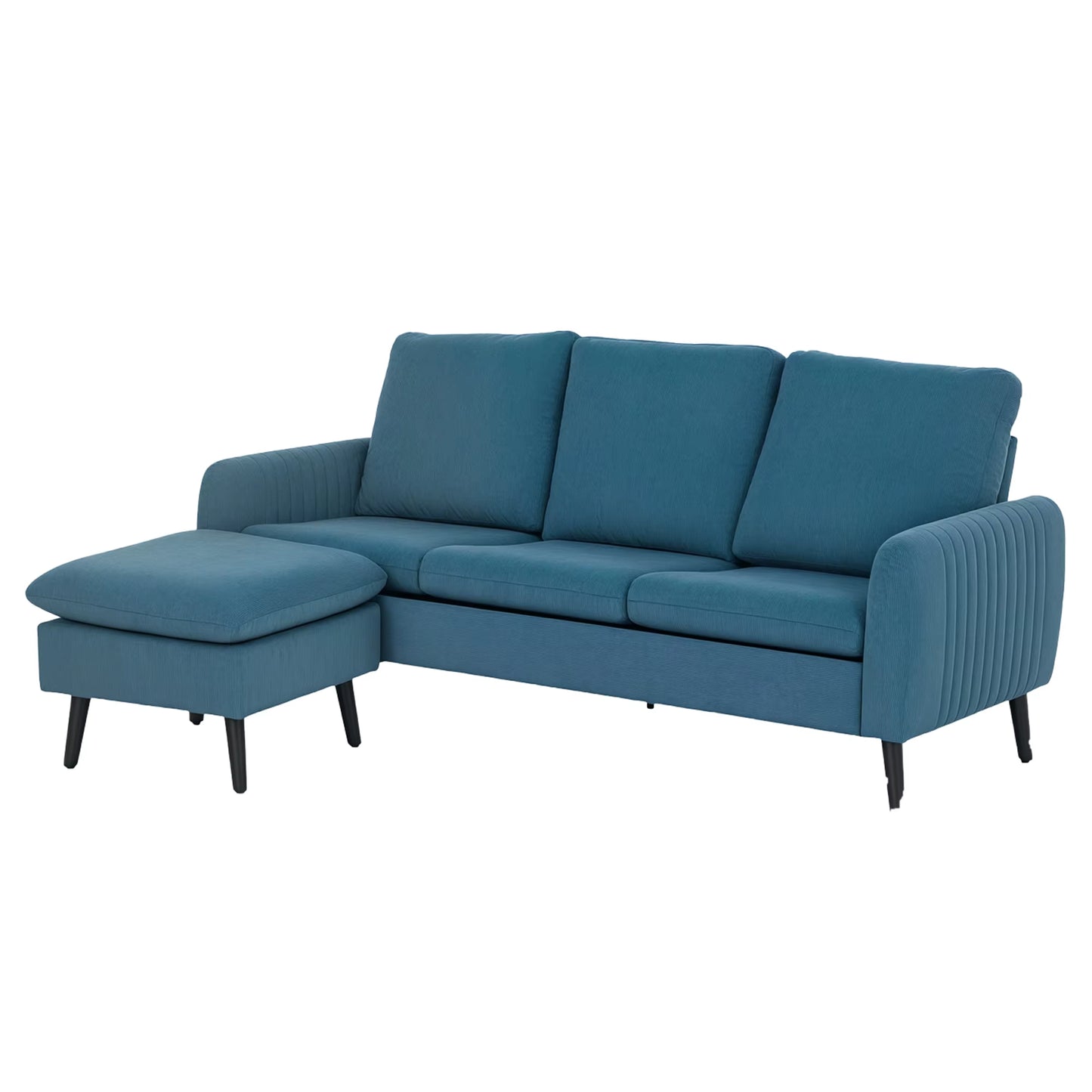 3 Seater Corner Sofa Couch Settee with Chaise Lounge, Blue