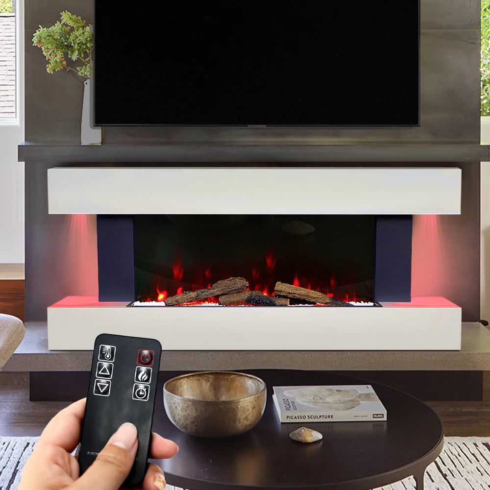 Transform Your Space with a 50-Inch LED Electric Fireplace - Remote Control & Wi-Fi, 7 Stunning Flame Colors!