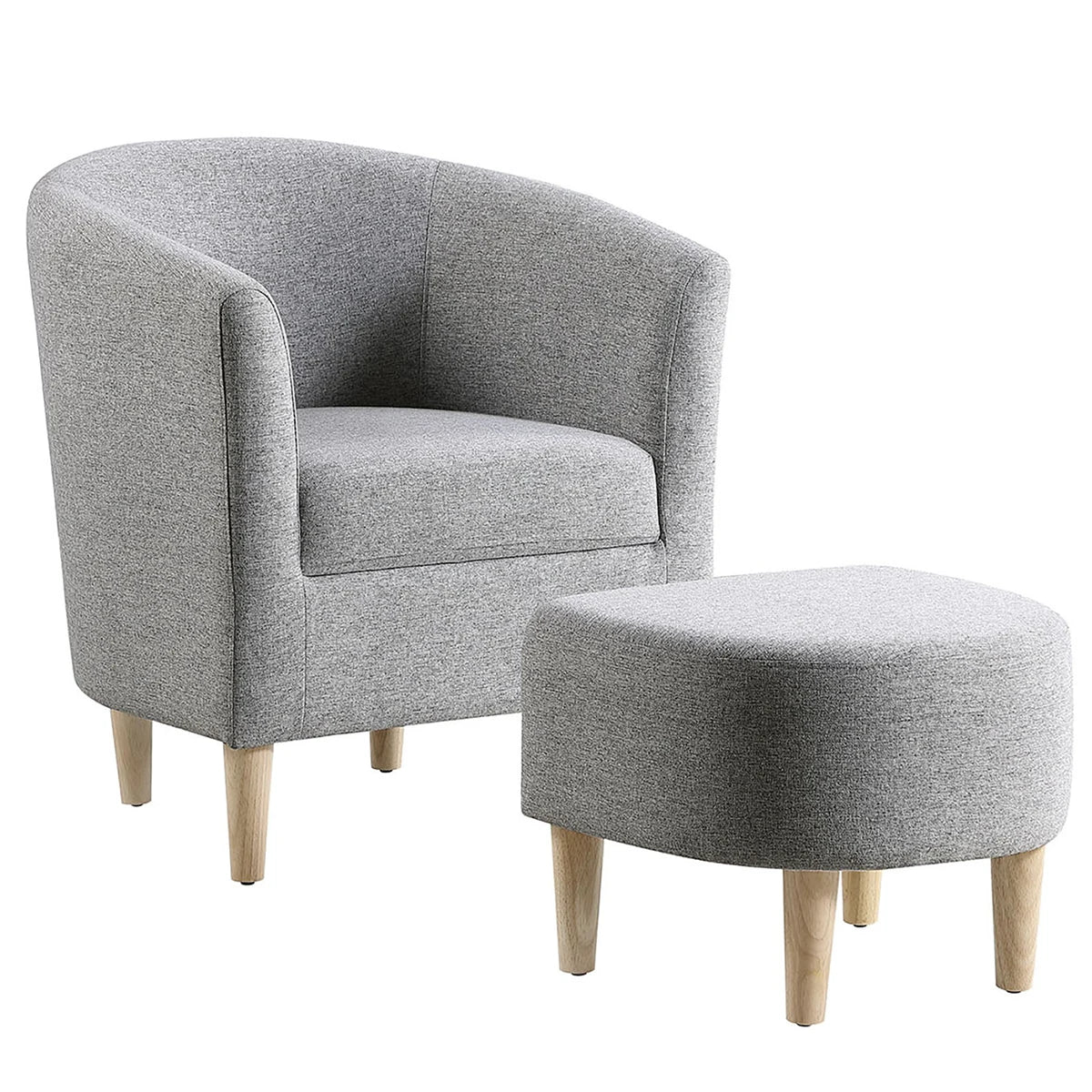 Bucket Chair Snuggle Boucle Arm Chair with Footstool for Bedroom Single Sofa Comfy Accent Tub Chairs Armchair for Livng Room