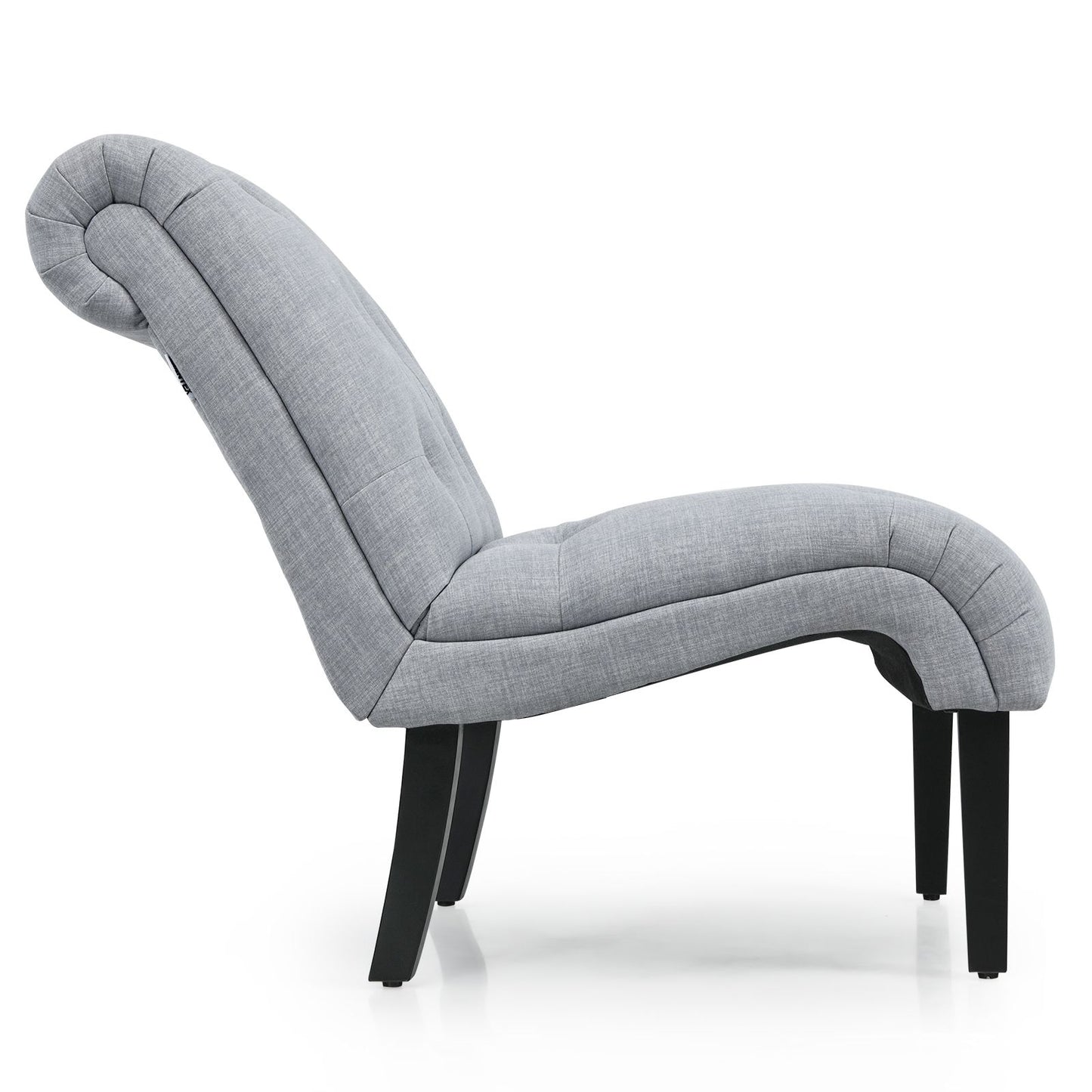 Modern Upholstered Accent Chair with Button Tufted Linen Fabric