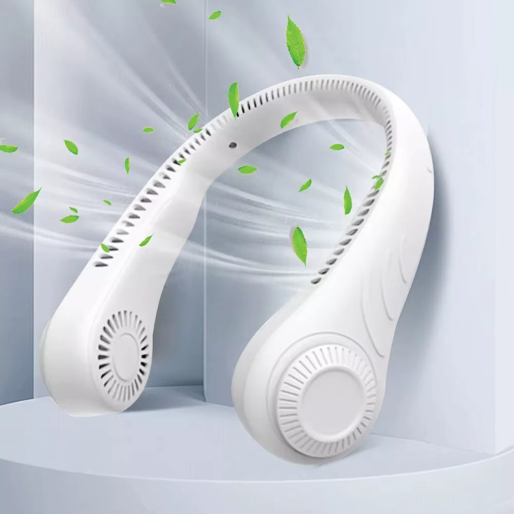 4000Mah Rechargeable USB Neck Fan Neckband Leafless Cooling Cooler Portable