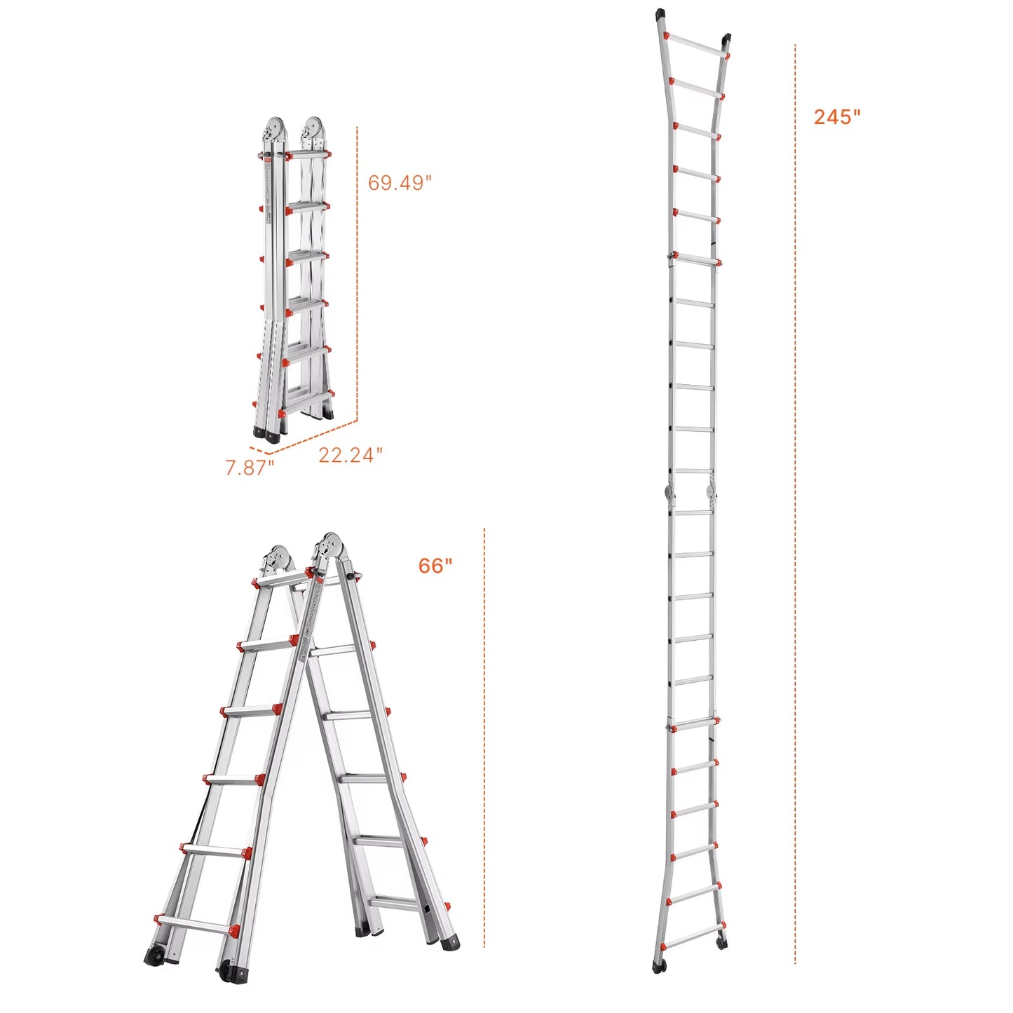 telescoping Ladder a Frame Compact Aluminum Extension Ladder Multi-Function Portable Collapsible RV Ladder for Homework