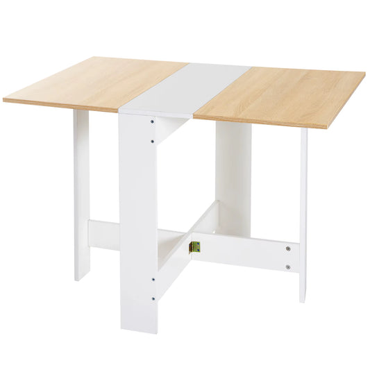Wooden Folding Table Writing Desk Oak, White Home Office