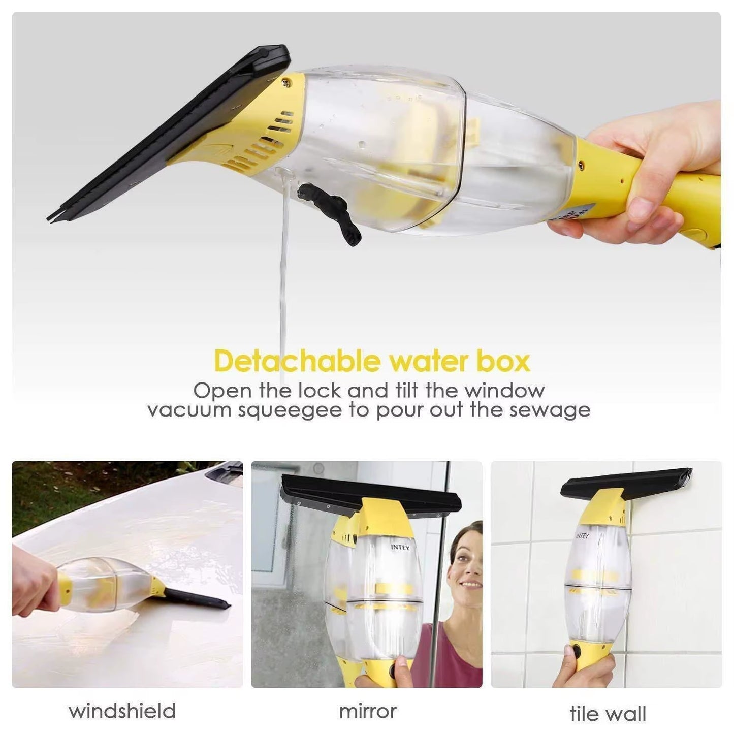 Window Vacuum Cleaner Set with Telescopic Handle Spray Bottle,280Mm Blade Suitable for Table, Tiles, Mirrors and Glass, Electric