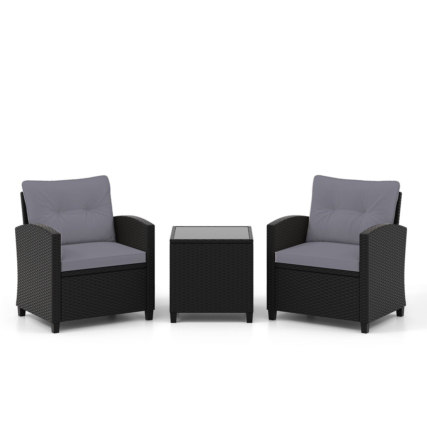 Stylish 3-Piece Rattan Patio Furniture Set with Comfortable Cushions for Ultimate Relaxation