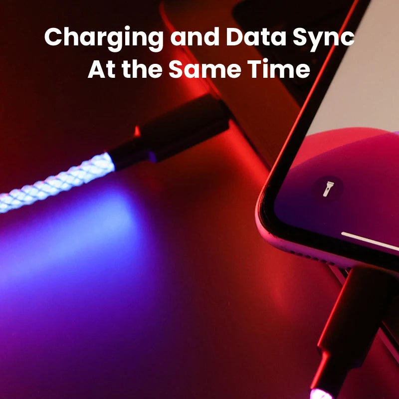 Fast Charging RGB Cable 100W Breathing Light 66W Type C USB C Data Cable f