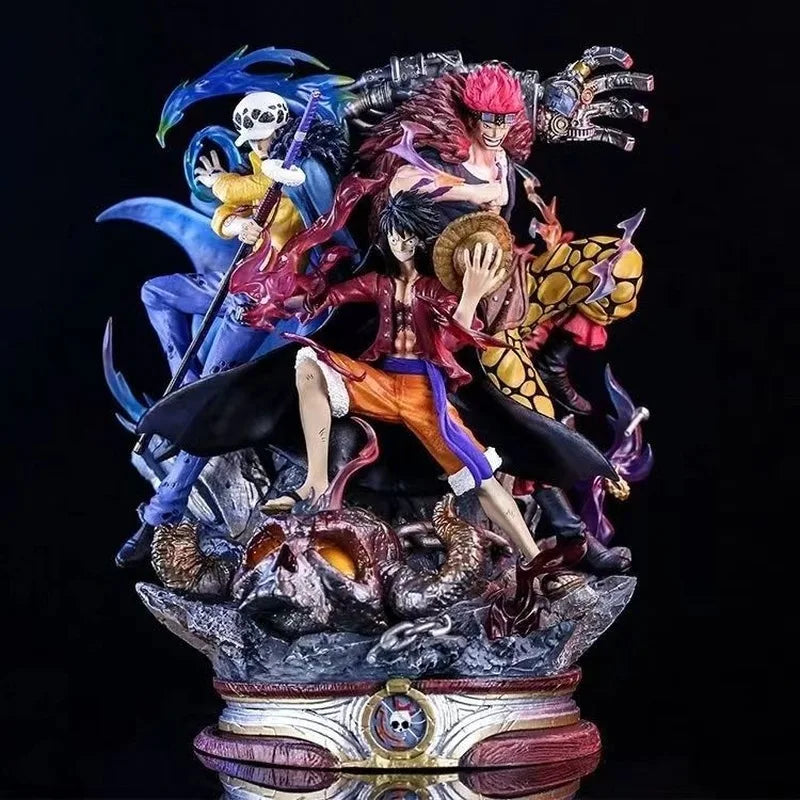 One Piece Lx Three Captain'S Handmade 20Cm Action Figure Supernova Ghost Island Battle Luffy Kidro Navigation Model Ornament