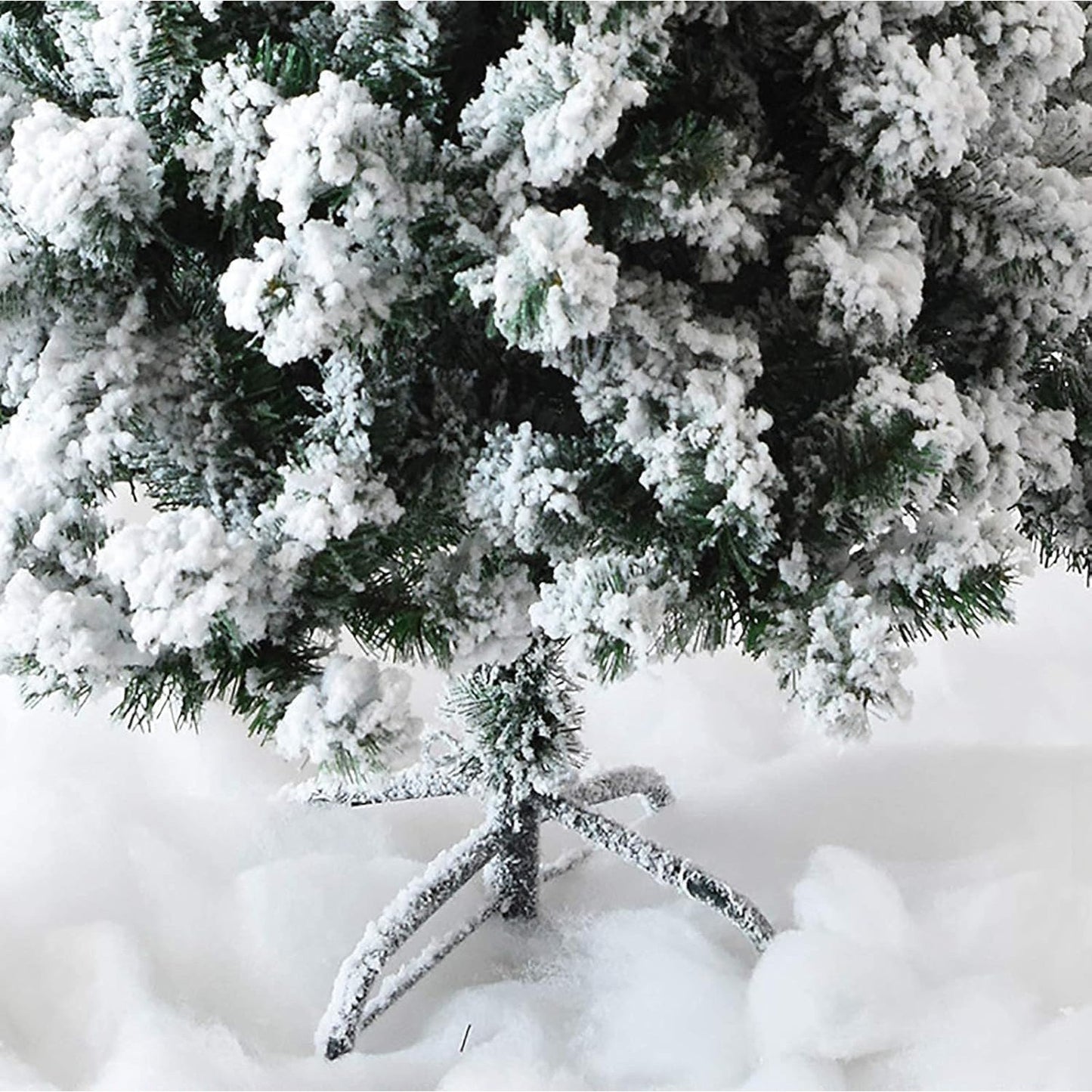 4Ft-7Ft Yukon Pine Artificial Green Christmas Tree Snow Flocked Tips Branches Snowy Xmas Home Decorations, Metal Stand