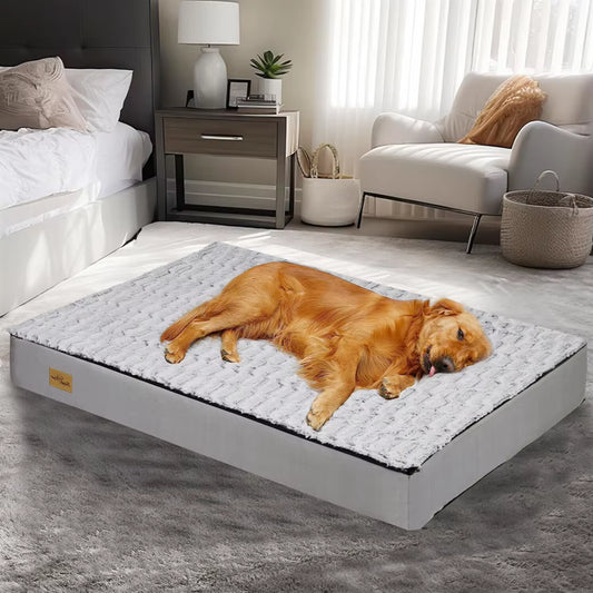 Luxurious Orthopedic Calming Dog Bed for Large to 3XL Dogs - Soft Foam Base & Removable Cover