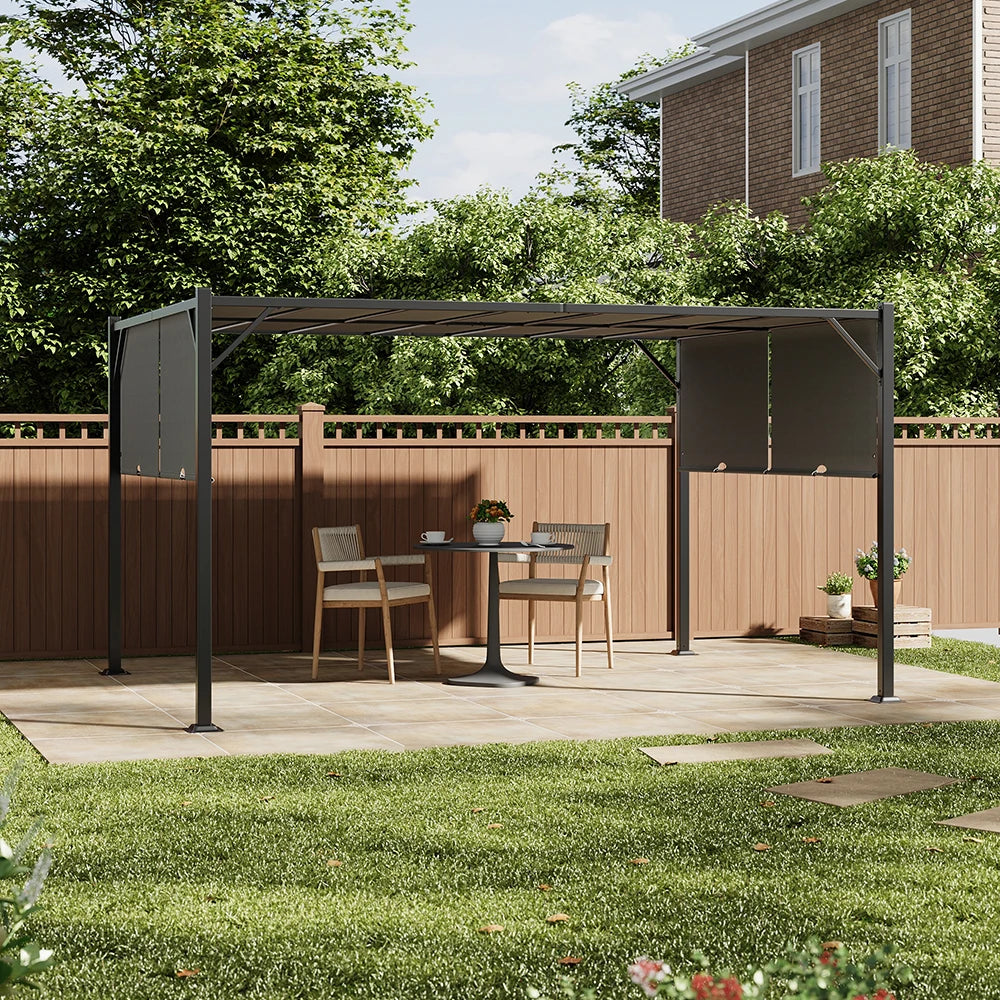 Outdoor Retractable Pergola with Canopy for Garden and Patio - Modern Classic Sunshade and Decorative Shelf