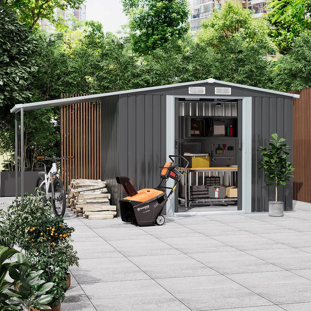 4X8 Ft Spire Top Tool Room with Shed Outdoor Metal Storage Shed 