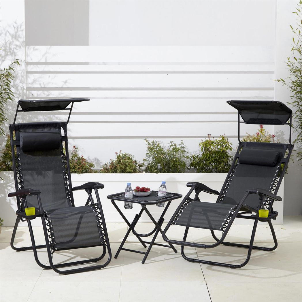 Neo Black Adjustable Zero Gravity Chair & Table Set - Ultimate Comfort Awaits!