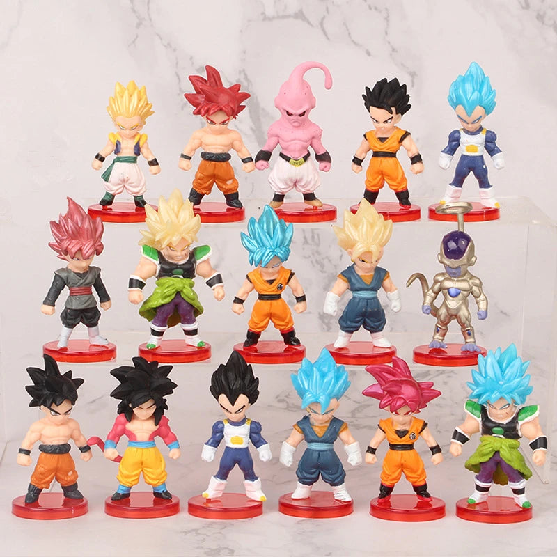 Ultimate Dragon Ball Z Action Figure Set - 16Pcs Super Saiyan Goku, Gohan, Vegeta, Broly, Piccolo & Majin Buu Collectible Toys