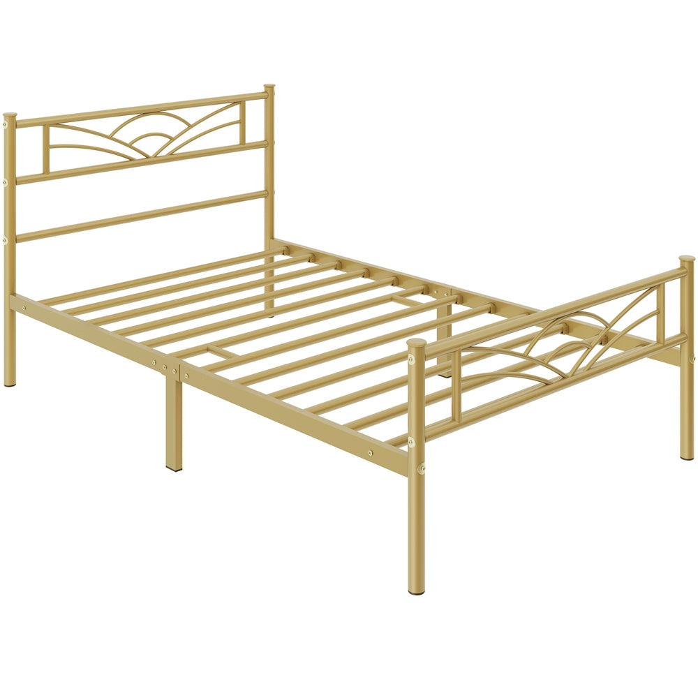 Single Metal Platform Bed Frame, Mattress Foundation with Cloud-inspired Design Headboard Easy Assembly