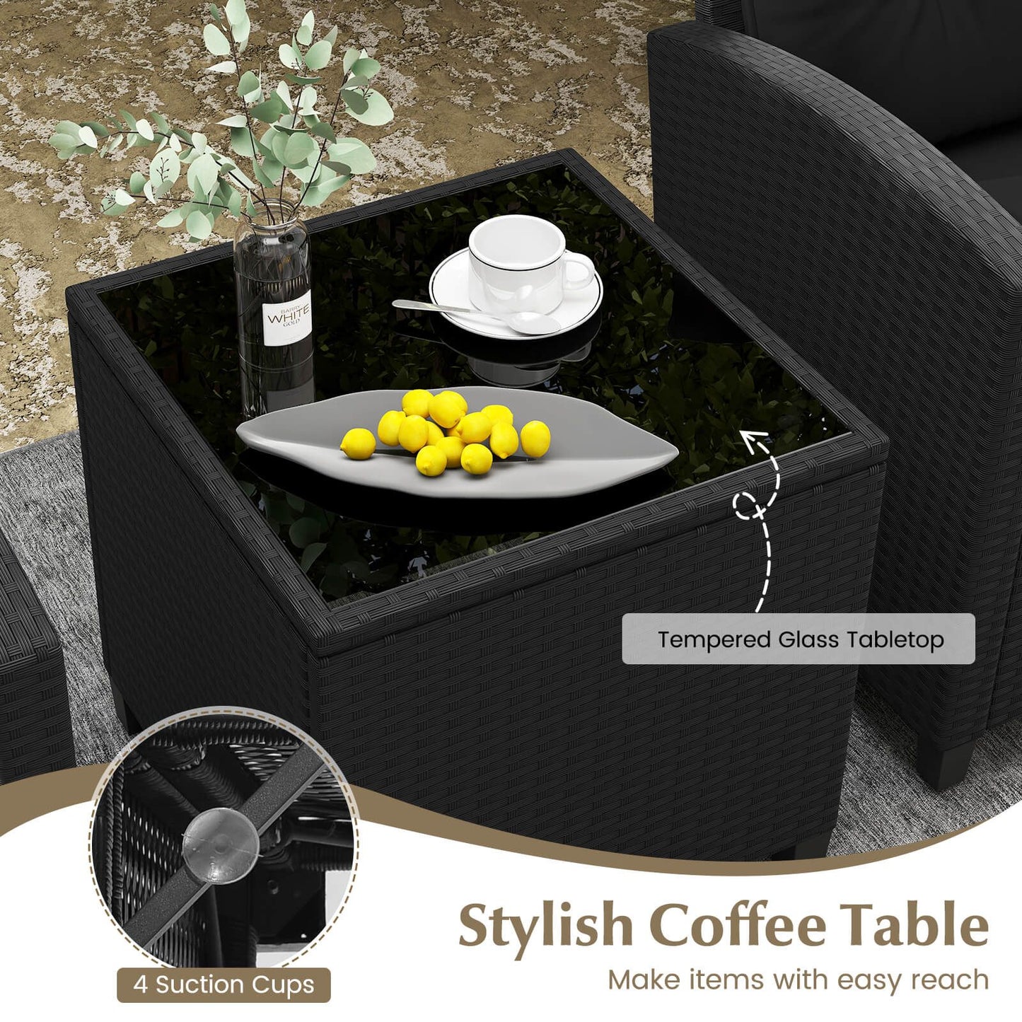 Stylish 3-Piece Rattan Patio Furniture Set with Comfortable Cushions for Ultimate Relaxation