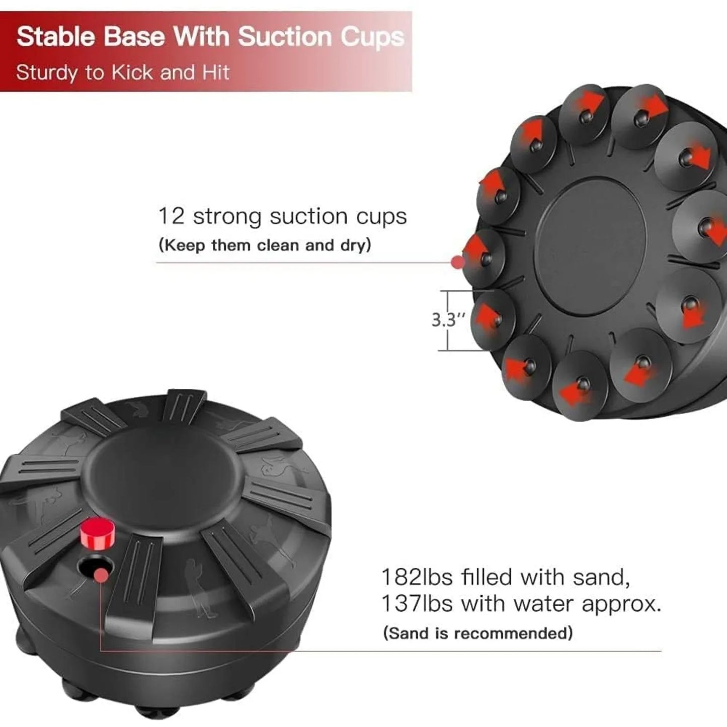 Free Standing Boxing Bag Stand with Suction Cup Base and Gloves - 69''