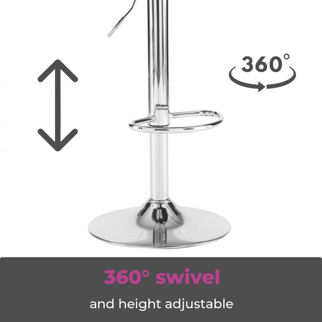 Neo Adjustable Chrome & White Leather Bar Stools - Set of 2